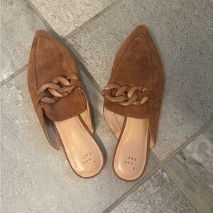 A New Day Brown Suede Chain Mules